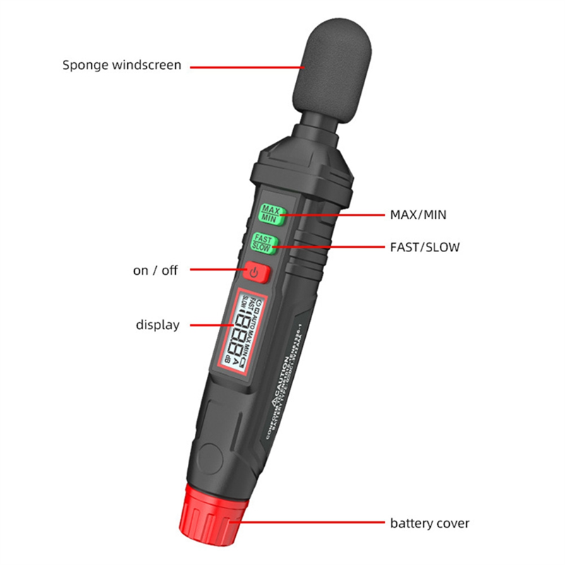HT64 30-130DB Accurated Sound Level Meter Decibel Noise Detection Backlit Display Frequency Range 30Hz-8KH. 