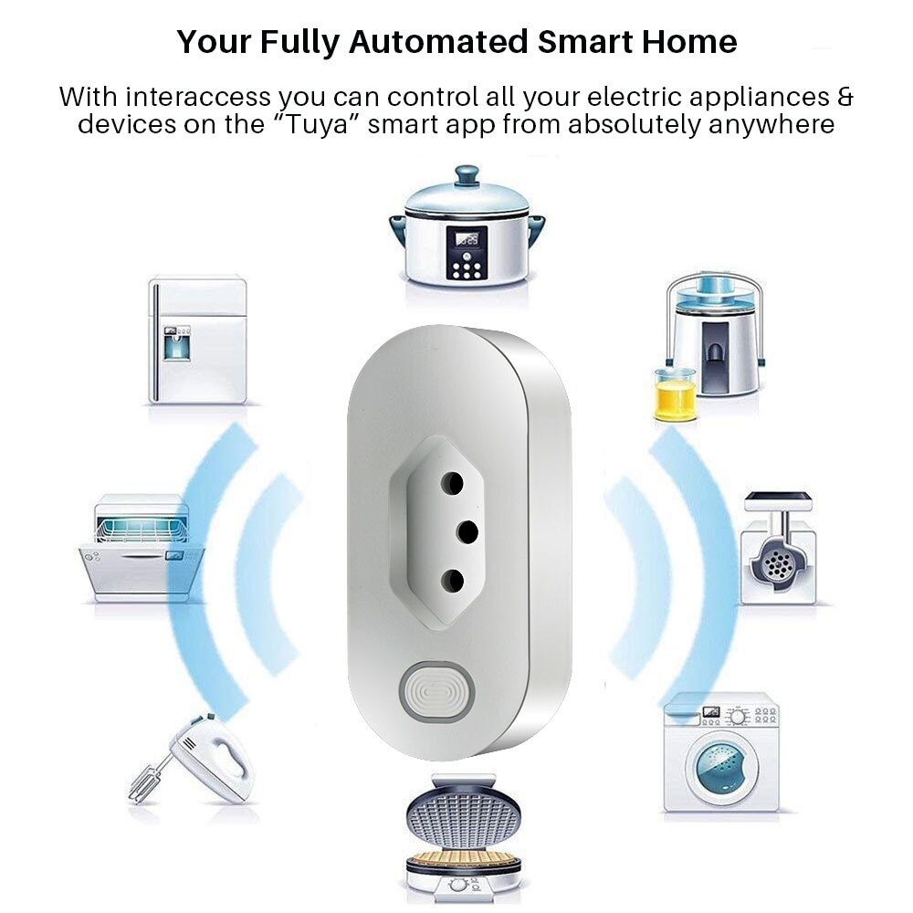 WiFi Smart Power Plug Brazil 16A Wireless APP Remote Control Socket Voice Control Power Socket Support Alexa Google Assistant. 