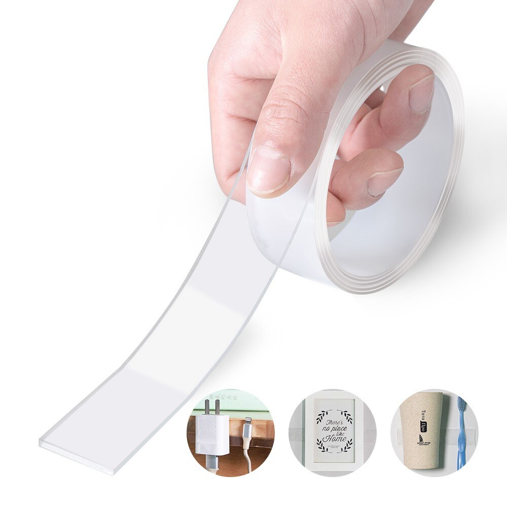 Nano Transparent Magic Gel Tape Multi Function Multi Purpose Seamless Double Side Tapes Strong Stick Removable Washable And Reusable Tape - Tape - nano tape. 