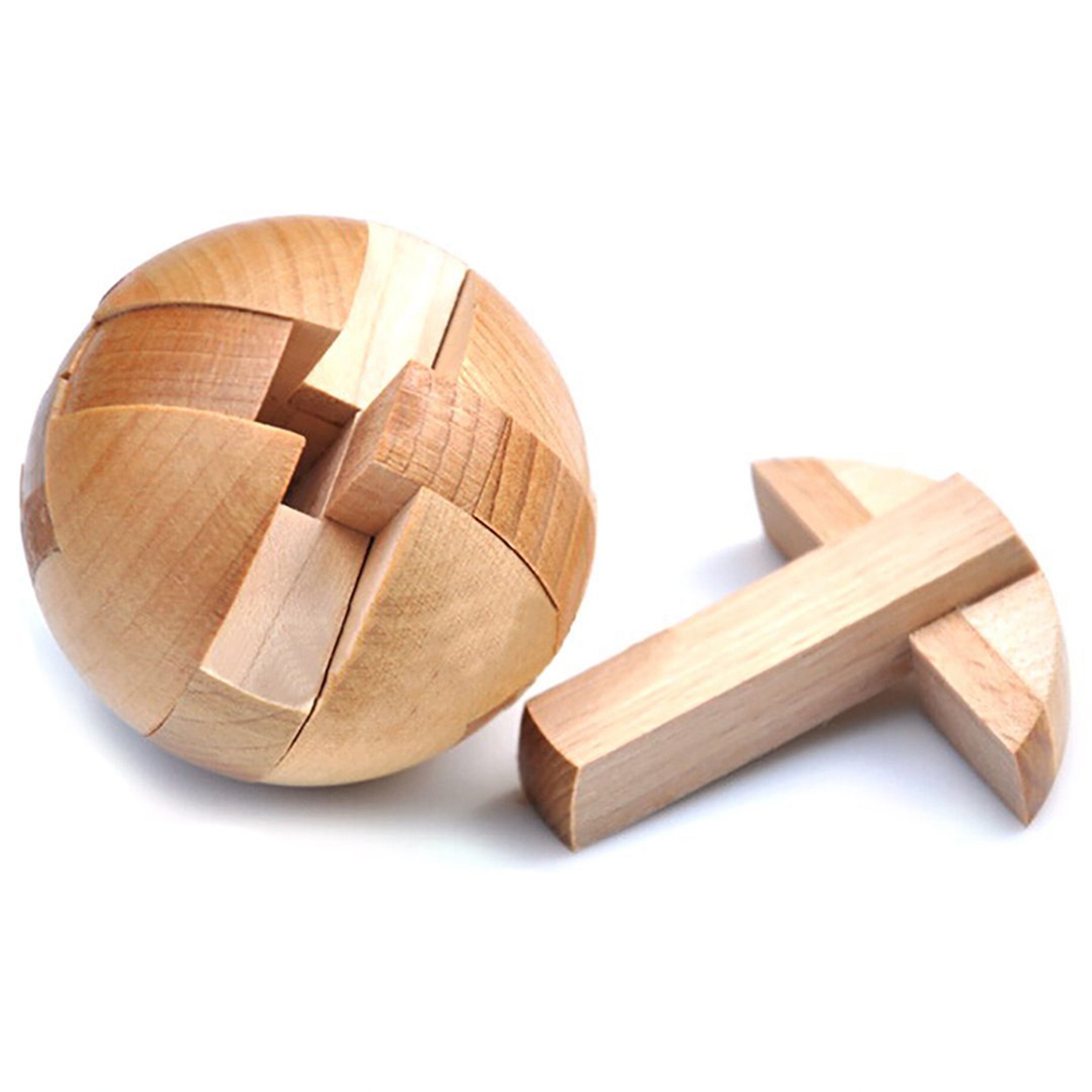 2X Wooden Puzzle Ball Brain Teasers Toy Intelligence Game Sphere Puzzles for Adults/Kids. 
