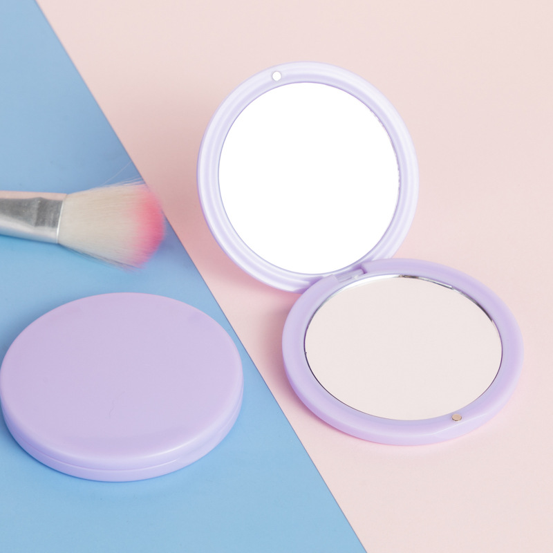 INS style mini round folding small mirror DIY pocket portable magnification beauty flip double vanity mirror