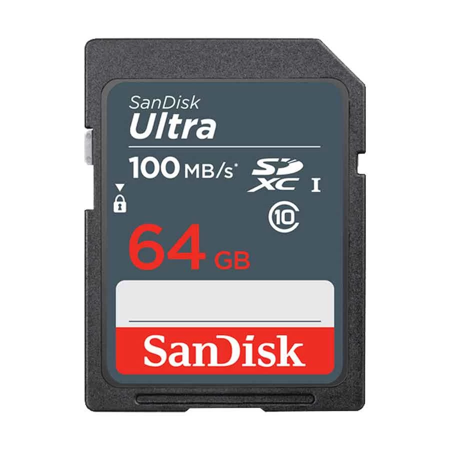 Sandisk 64GB Ultra SDHC Class-10 Memory Card (100MB/s R, 10MB/s W) # SDSDUNR-064G-GN3IN. 