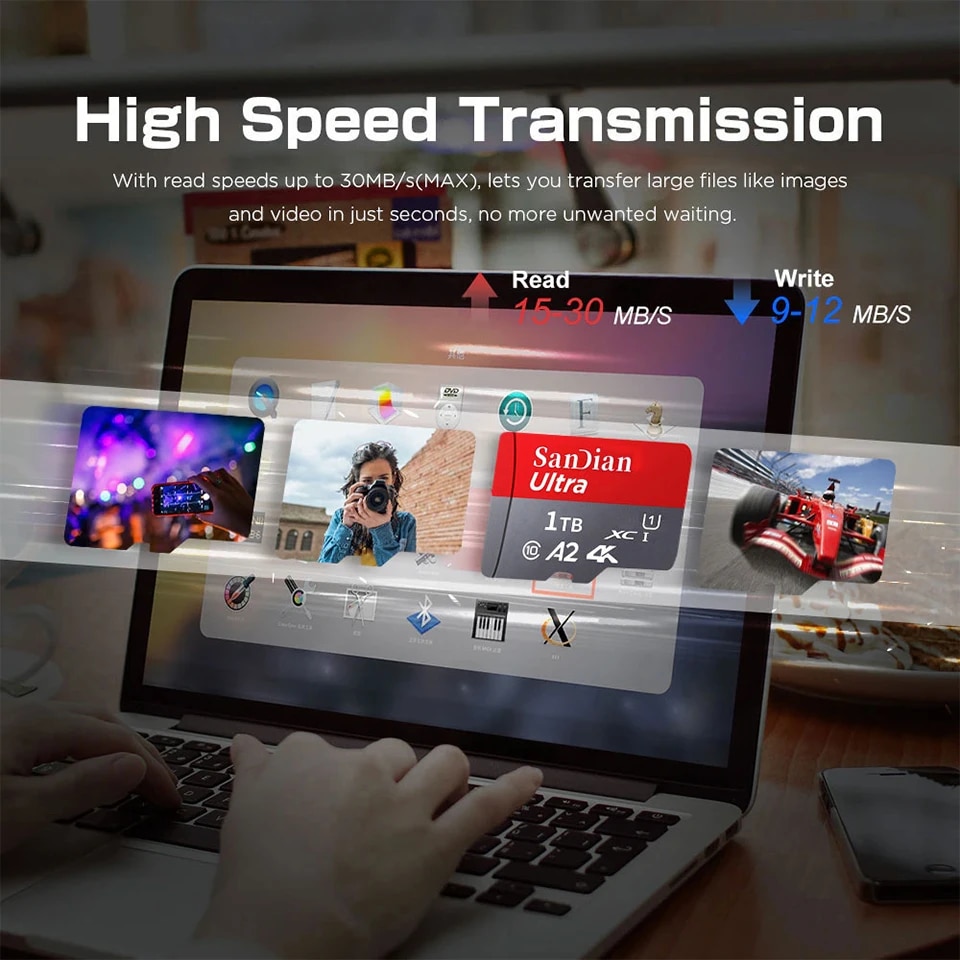 Sandian High Speed 2TB Micro Sd Card Class 10 U1 A2 TF Flash Memory Card For Phone Tablet Flash Card. 