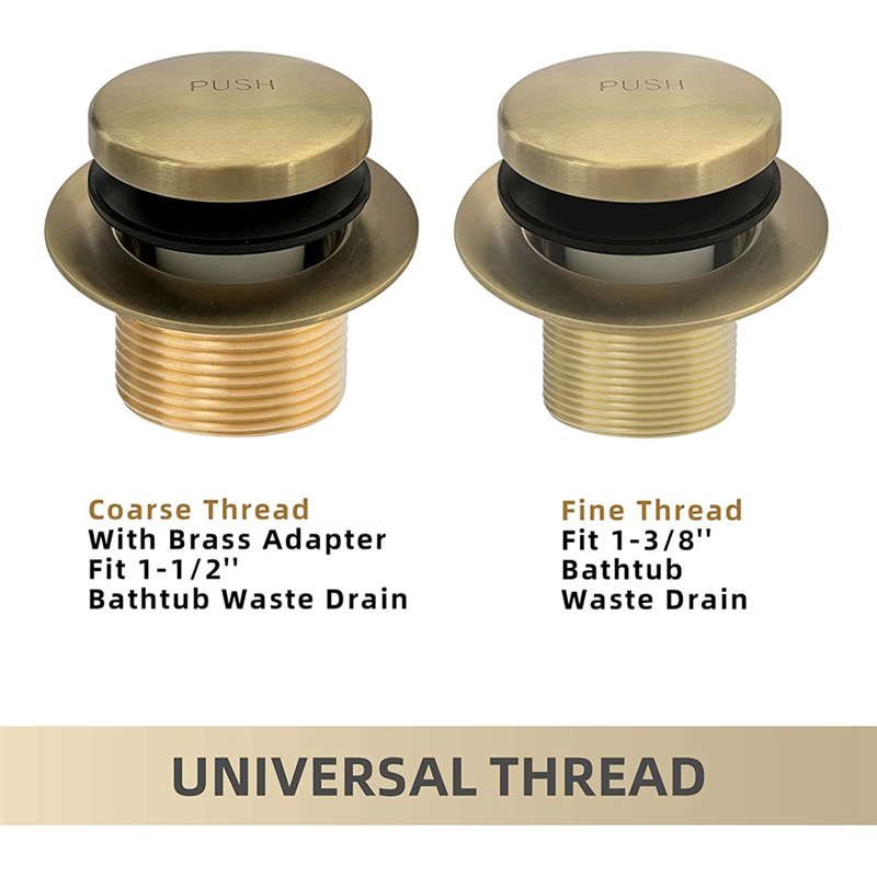 1Set Bathtub Drain Gold Tip Toe Bath Tub Drain Kit with Two-Hole Overflow Faceplate Bath Tub Drain Set Stainless Steel + Copper Brushed Gold. 