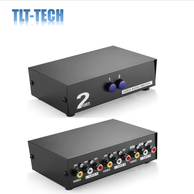 【VisioN Shop】2 Input 1 AV Box Switcher Selector 2 Way Port Stereo RCA Audio and Composite Video Switch Box. 