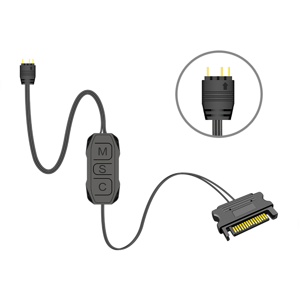 Argb Mini Controller With Lengthen Cable Wide Compatibility 5v 3-pin To SATA Power Supply RGB Sync Controller. 