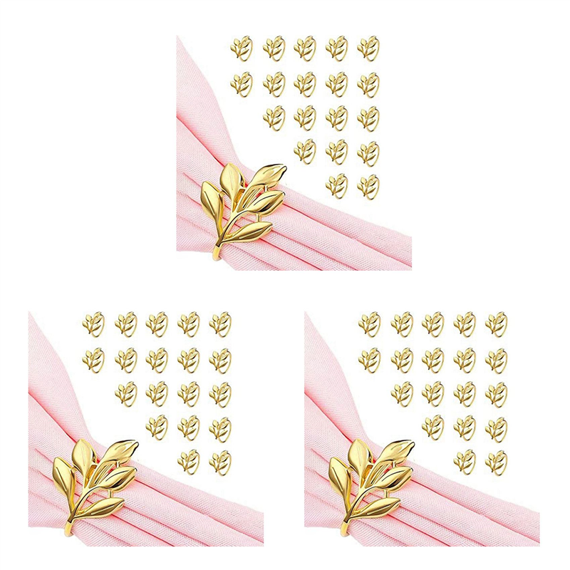 60Pcs Napkin Rings - Gold Napkin Ring for Table Napkins - Holiday Napkin Rings Fall Napkin Rings for