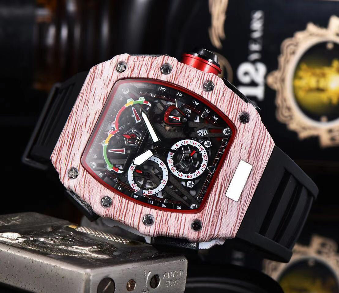 Richard tonneau wood grain dial craft men's multi-function six-hand sweep second date watch spot lot. 