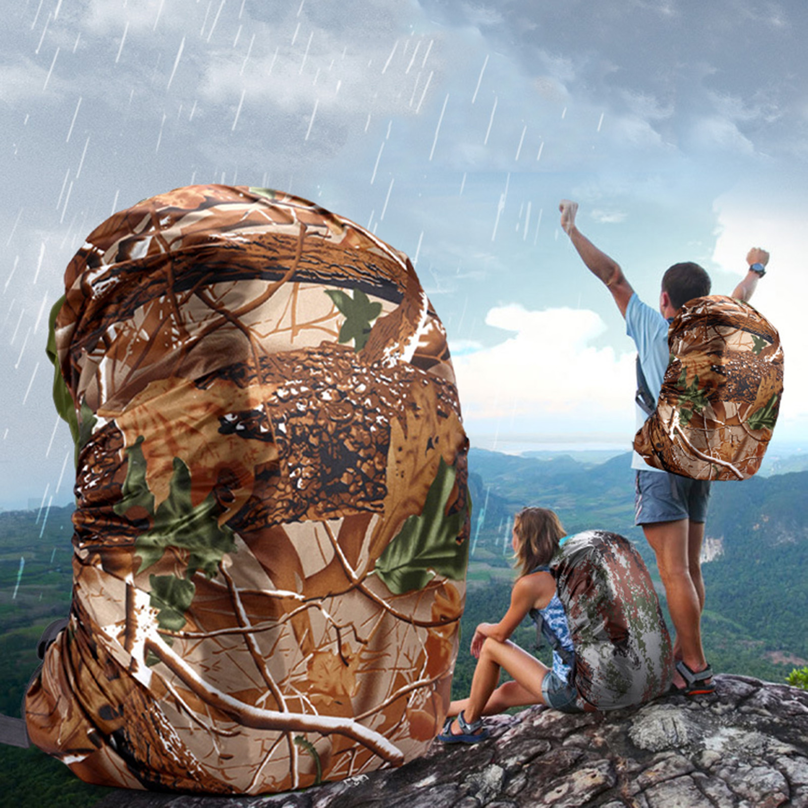 Heavy-duty Backpack Protector Camouflage Waterproof Backpack Rain Cover Protects 20-80l Outdoor Hiking Camping Bag from Rain Dust Portable Adjustable Ideal
