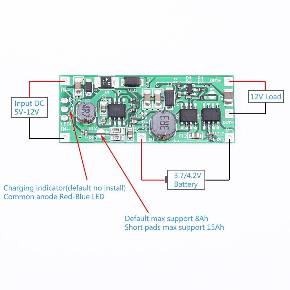 DC UPS 5V-12V to 9V 12V 1A Uninterrupted Charging Module 18650 Lithium Battery Boost Step Up Power Supply Voltage Converter Board. 