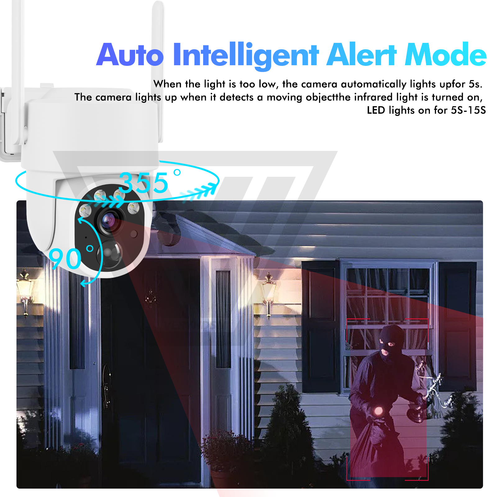 5MP IP Solar Power WiFi Camera PTZ Outdoor IP66 Waterproof 8000mAh Built-in Battery Surveillance Cam PIR Human Detection 5X Zoo. 