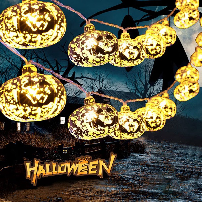 Halloween Lights,20 LED Pumpkin String Lights 9.8 Feet Halloween Decor,2 Modes Steady and Flickering Lights Halloween. 