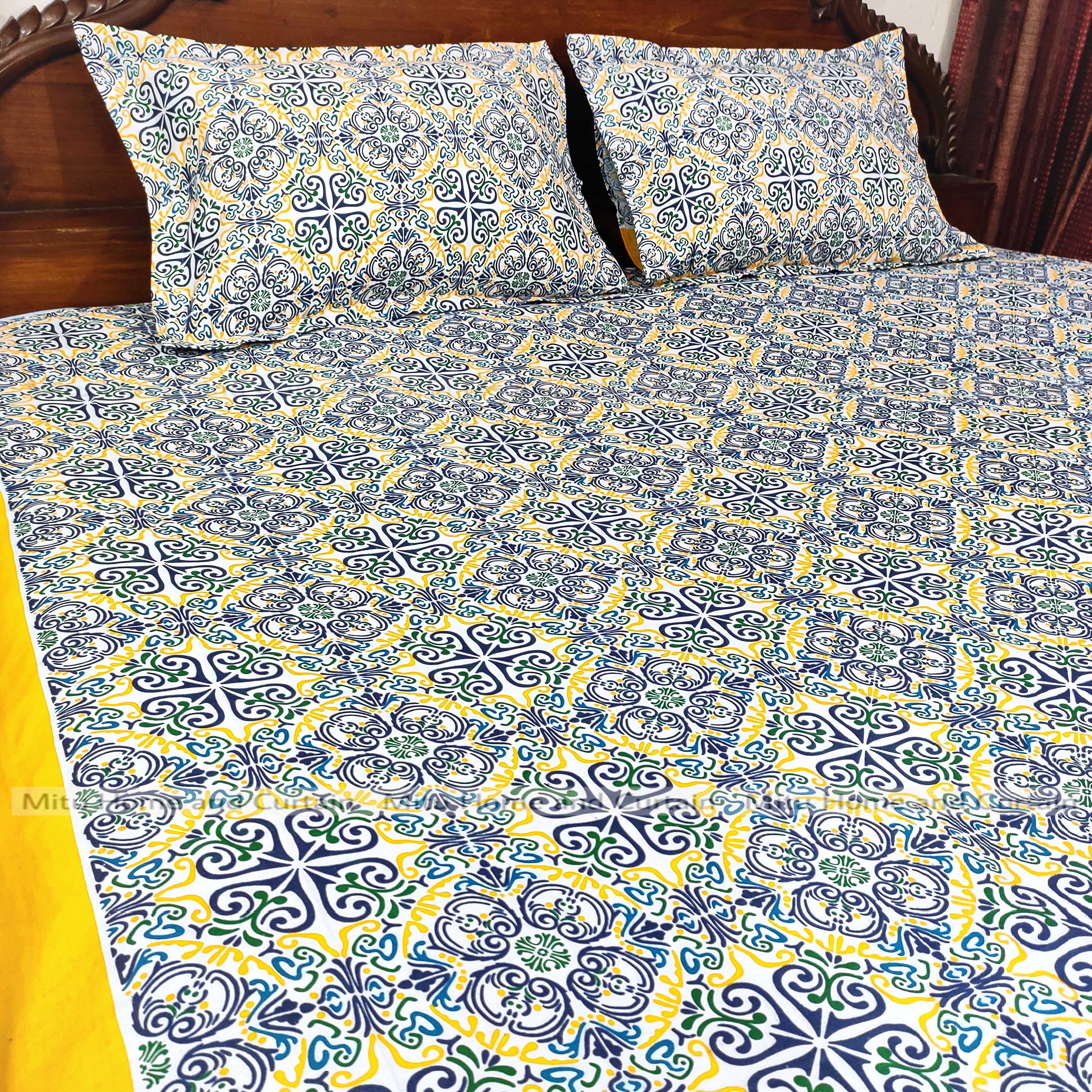 King Size Bedsheet Set with Two Pillow Covers. 