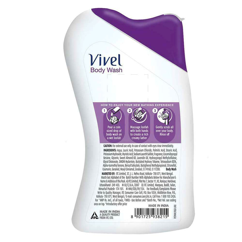 Indian Vivel Body Wash, Lavender & Almond Oil Shower Creme (200ml). 