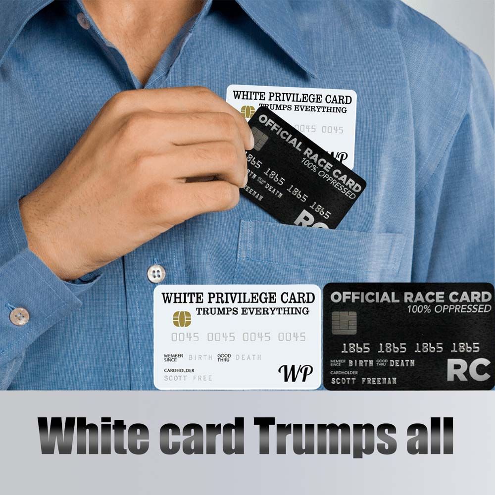 White Black Privilege Card Credit Card Trumps Everything Official Race Card Gag Novelty Wallet Size Collectable Laminated Gift