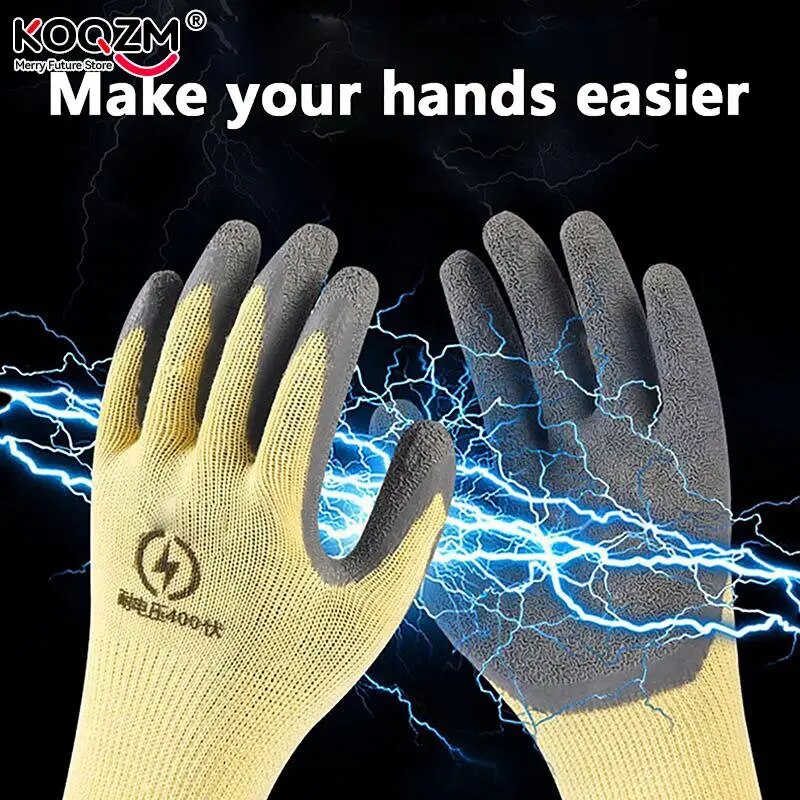 1pair Low Voltage Insulating Gloves 400V Ultra-thin Flexible Anti-electricity Security Anti-slip 220V Rubber Protective Gloves. 