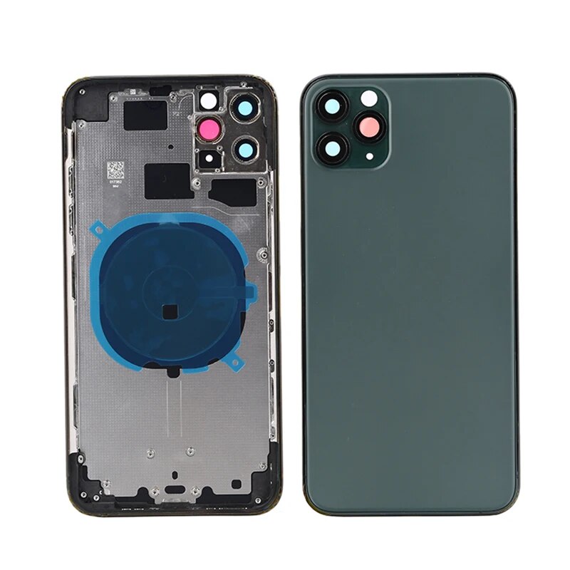 Back Housing For iPhone 11 Pro Max Back Battery Door Glass with Middle Chassis Frame SIM Tray Side Key Parts. 