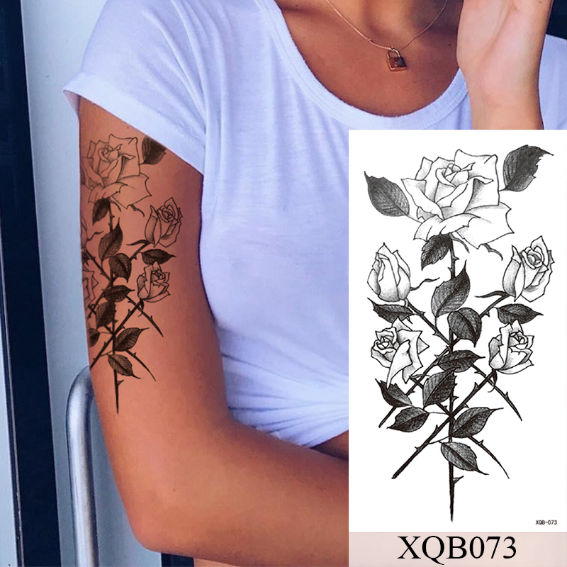 Waterproof Temporary Tattoo Sticker Old School Mermaid Flash Rose Tattoos Body Art Arm Tatoo Women Men. 