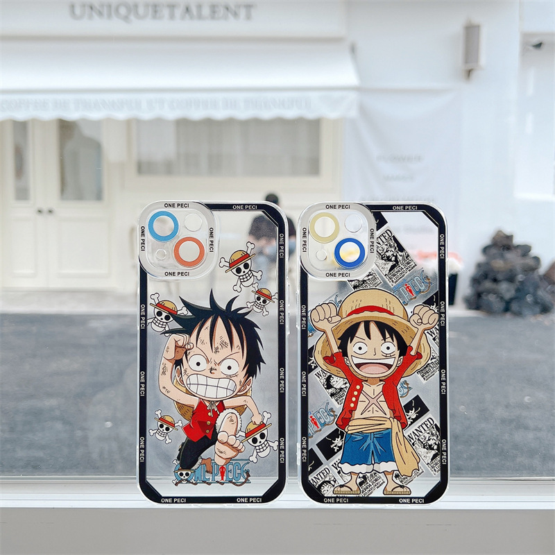 Cartoon Luffy Samsung s23 Phone Case Transparent All-Inclusive Applicable s22ultra Soft Shell A54 Lens Protective Sleeve. 