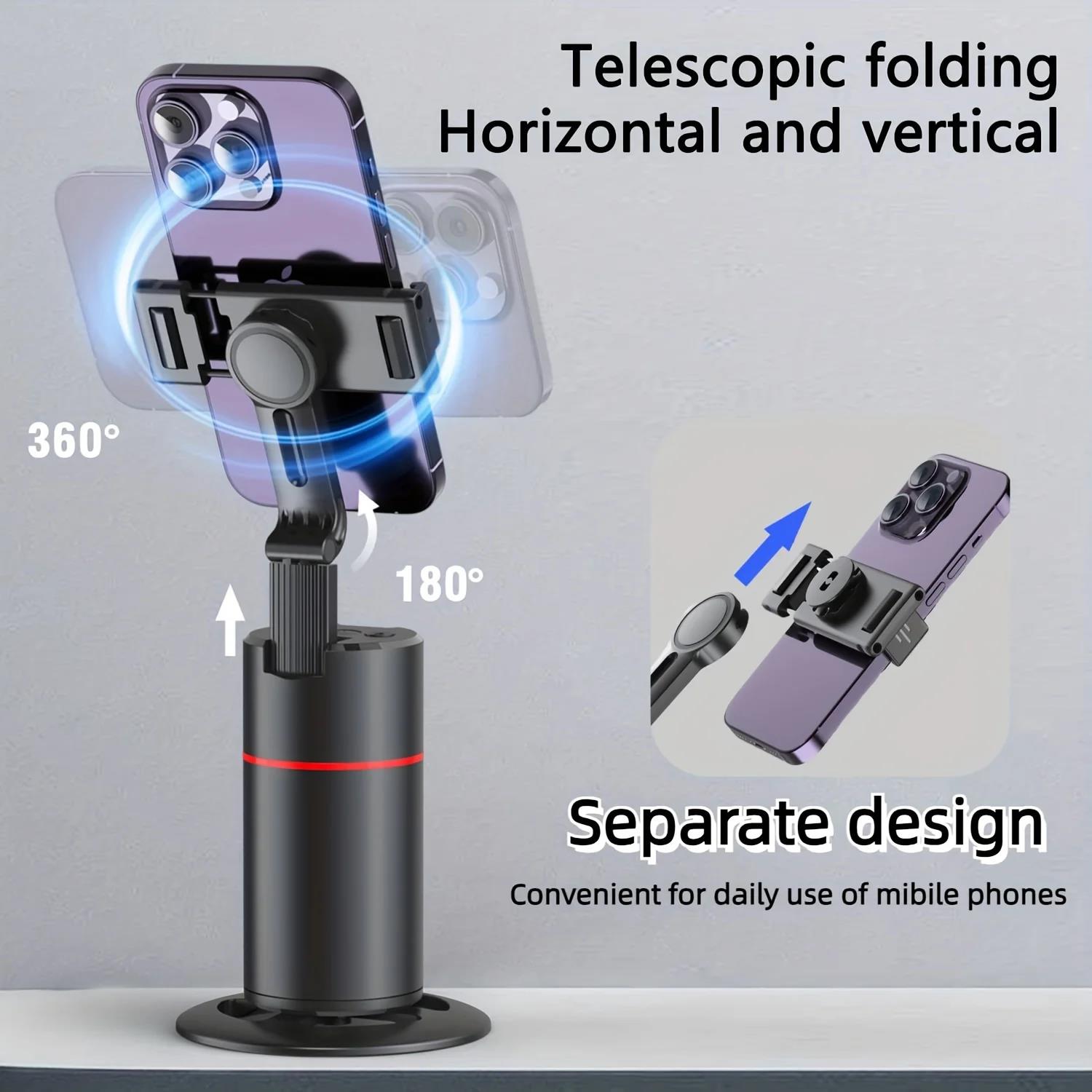 New P02 Auto Face Tracking Tripod Auto Tracking Phone Holder Horizontal and Vertical Screen Switching 360° Rotating Phone Holder. 