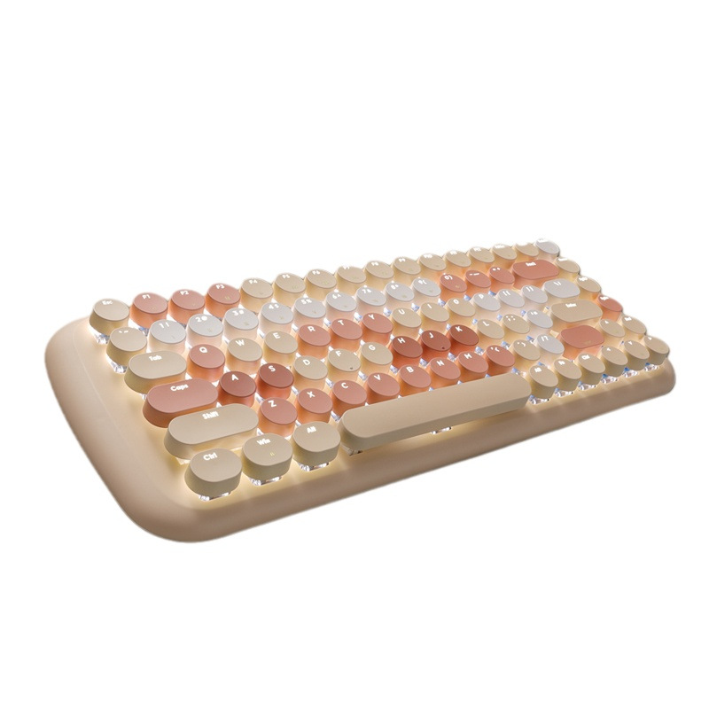 mofii Ferris Hand CANDY M Wired Mechanical Keyboard Girls Cute Retro Round Keycap Blue Switch Wireless 87 Keys. 