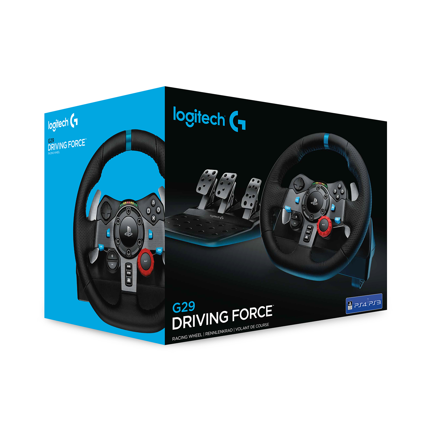 Logitech G29 Driving Force Racing Wheel and Floor Pedals, Real Force Feedback, Stainless Steel Paddle Shifters, Leather Steering Wheel Cover for PS5, PS4, PC, Mac. 