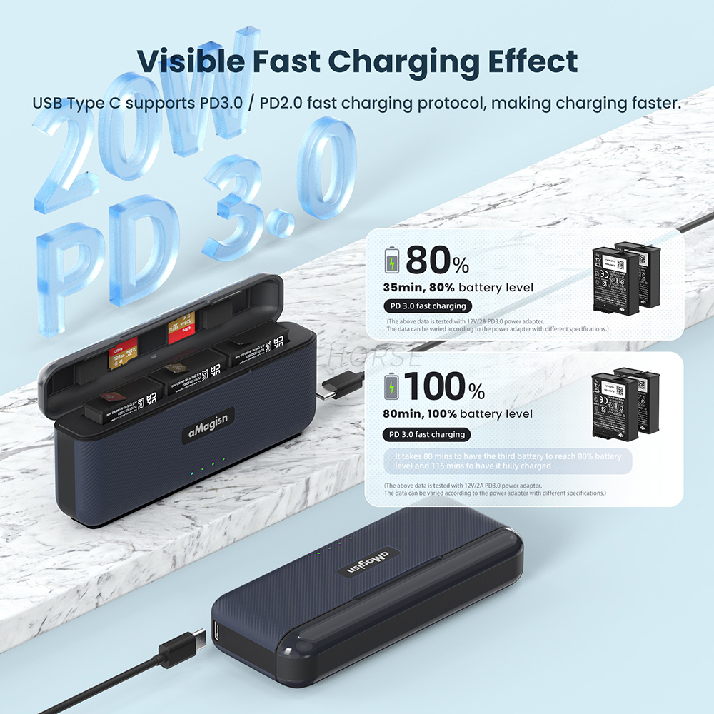Charge Case Box For DJI Action 4 Battery Fast Charge Hub Protective Case For DJI Action 3/4 Sports Camera Accessories. 