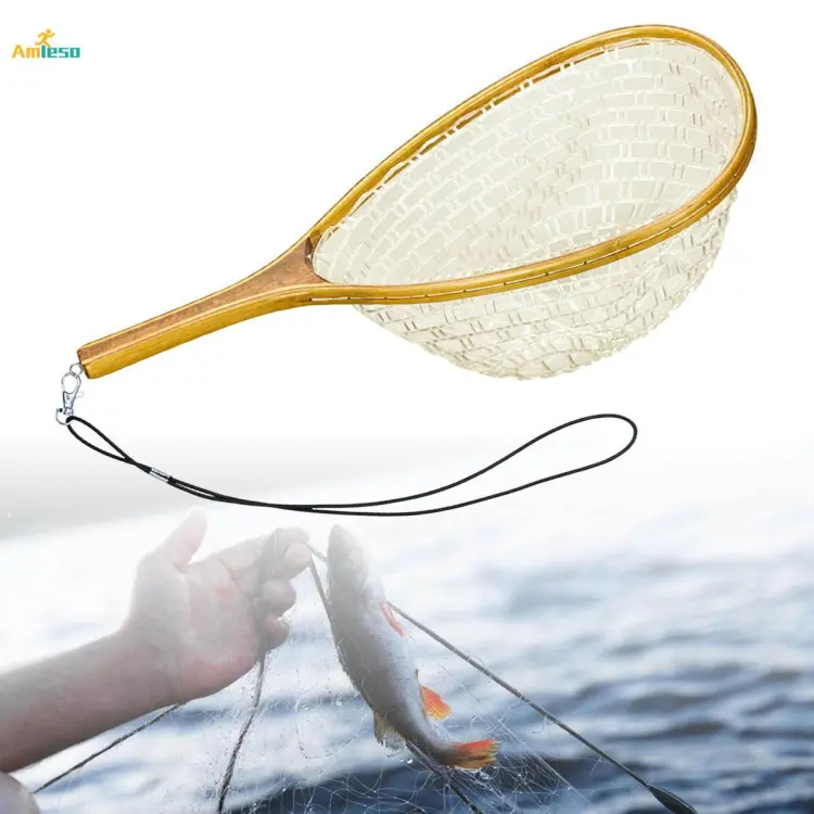 Fishing Landing Net Mesh Net Fishing Nets for Trout Freshwater Kayak  Fishing 60cm x 28cm x 25cm