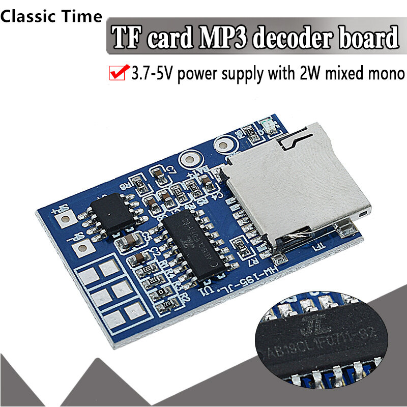 GPD2846A Board 2W Amplifier TF Card MP3 Player Module for Arduino GM Power Supply Module 5V Audio Mode