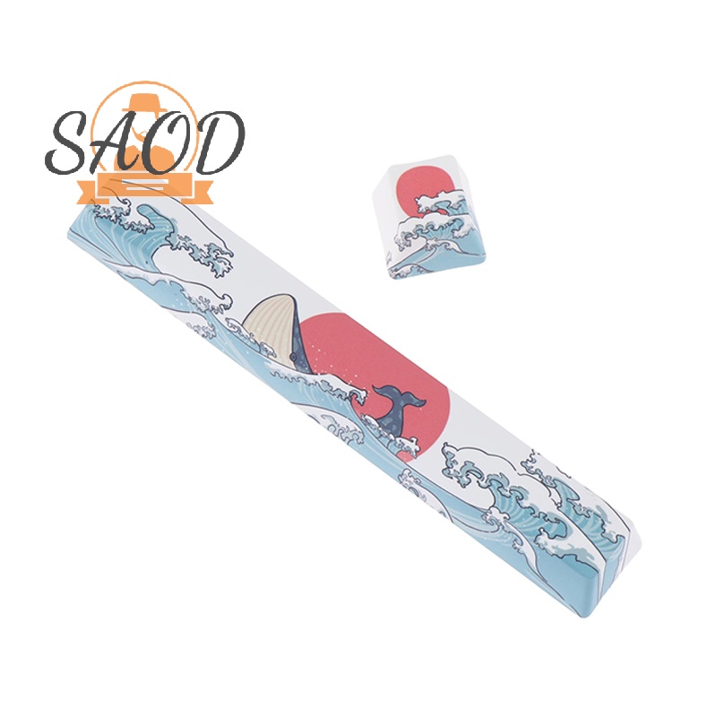 SAOD 2Pcs Coral Sea Keycaps PBT Five Sides Dye-Subbed Spacebar 6.25U OEM Profile Space Bar Keycap For DIY Mechanical Keyboard NEW. 