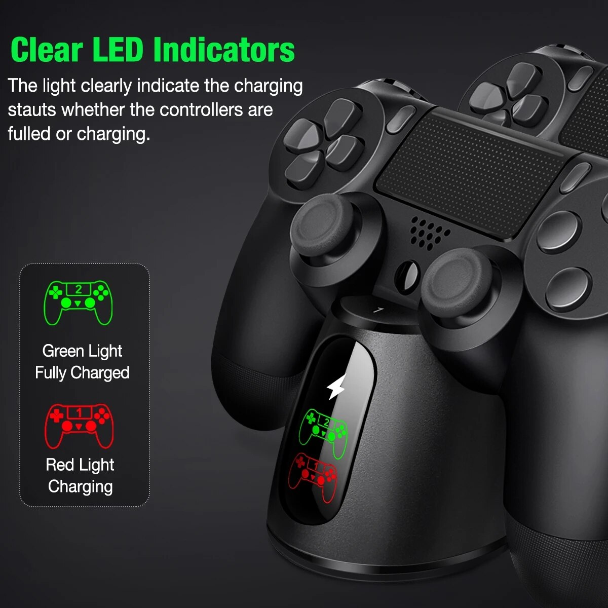 Fast Charger For PS4 Controller Dual USB Charging Dock Station with LED Indicator For Playstation 4/PS4 Slim/PS4 Pro Gamepad. 