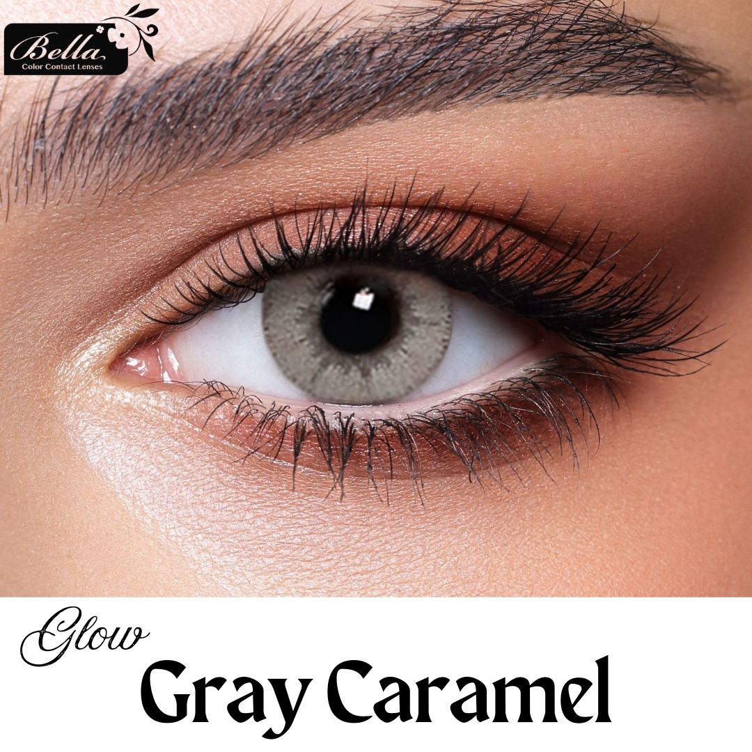 New Bella Gray Caramel Glow Color Contact Lens With Regular Kit Box For Men and Women. 1 Pair Bella Color Contact Lens For Eye Makeup and Cosmetics. Bella Glow Series. #glow