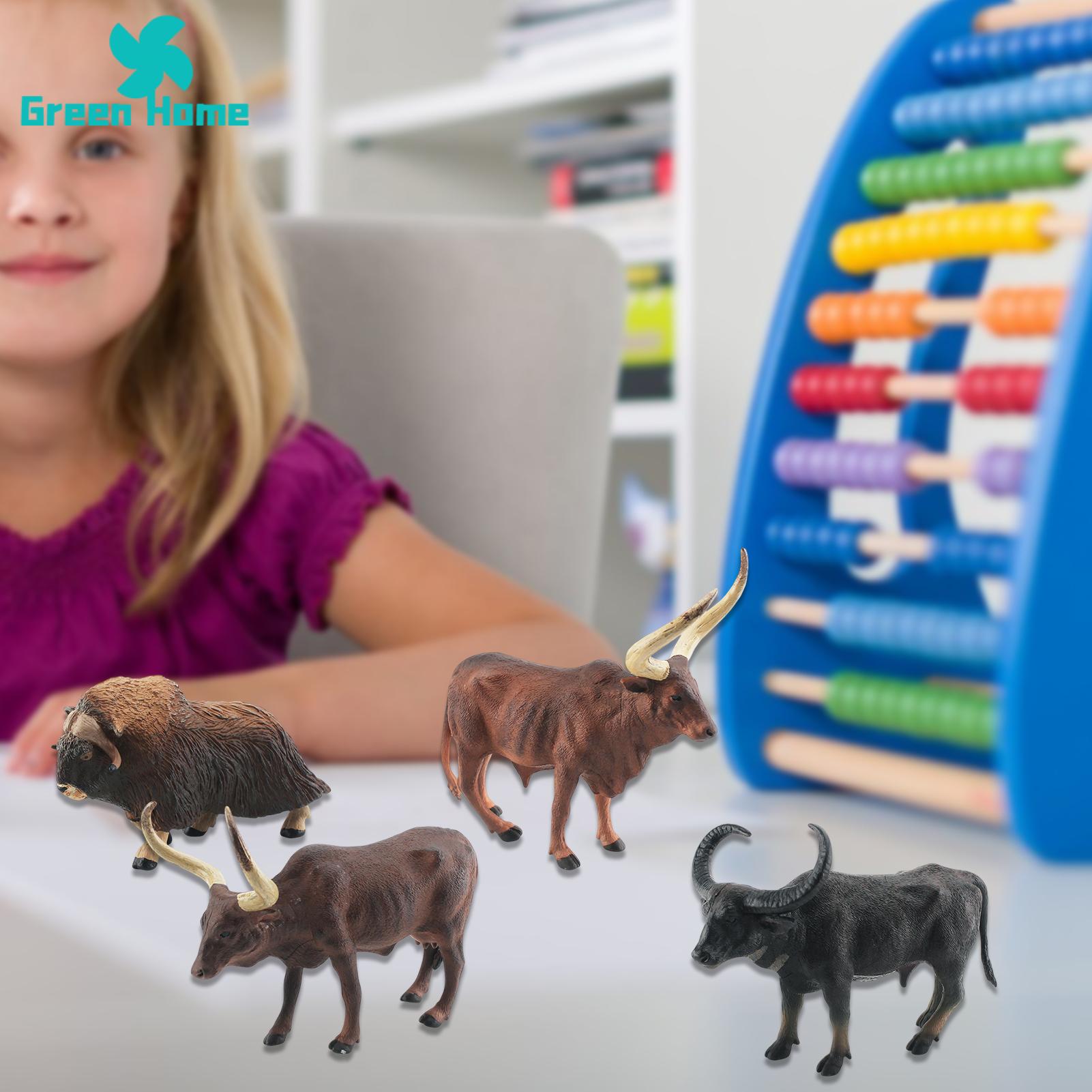 Green Home Cattle Model Water Buffalos Cattle Figurine Model Desktop Decoration. 
