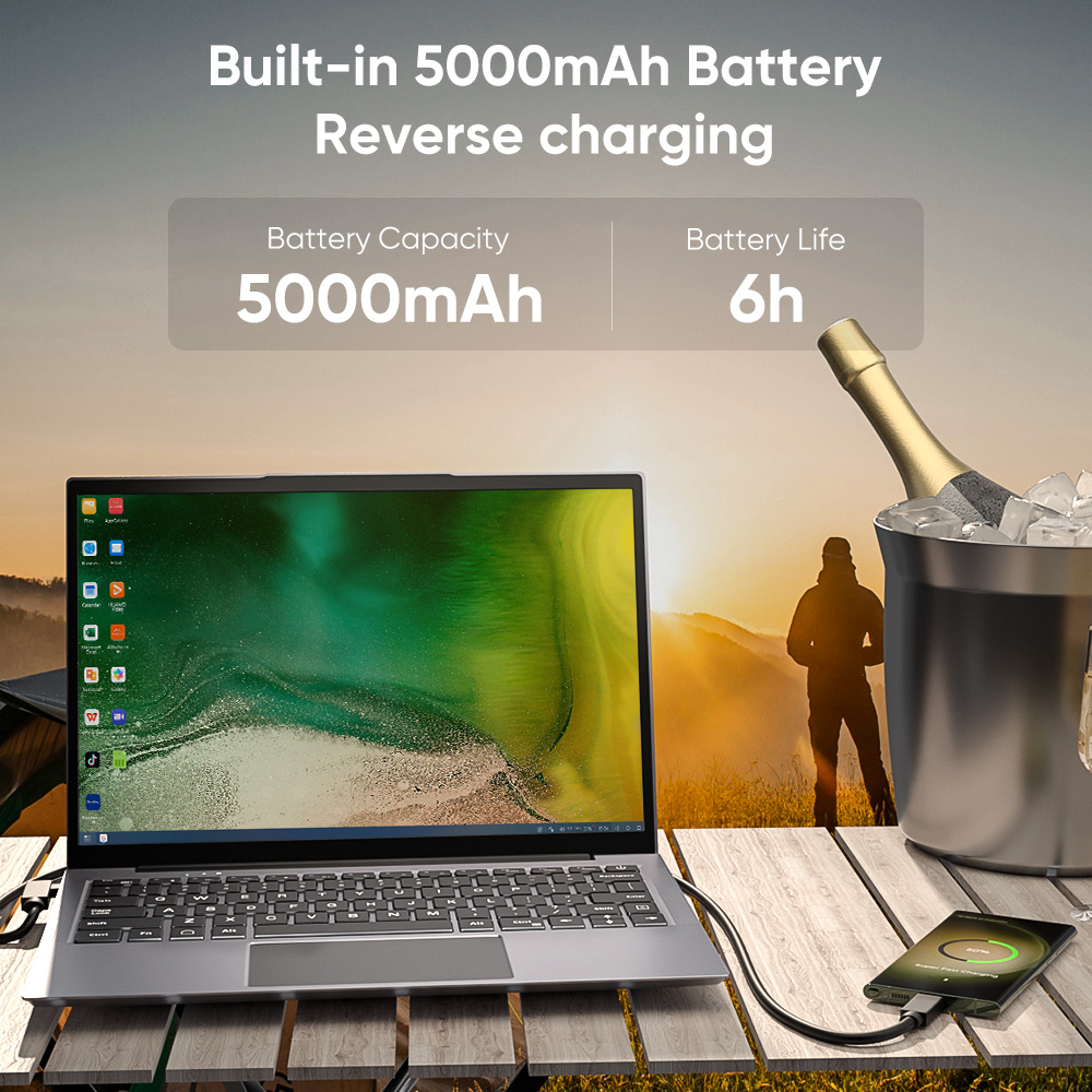 Dopesplay 14.1inch Portable Lapdock Monitor Keyboard Built-in 5000mAh Battery 1080P IPS Screen Display For Laptop Steam Deck Mac. 