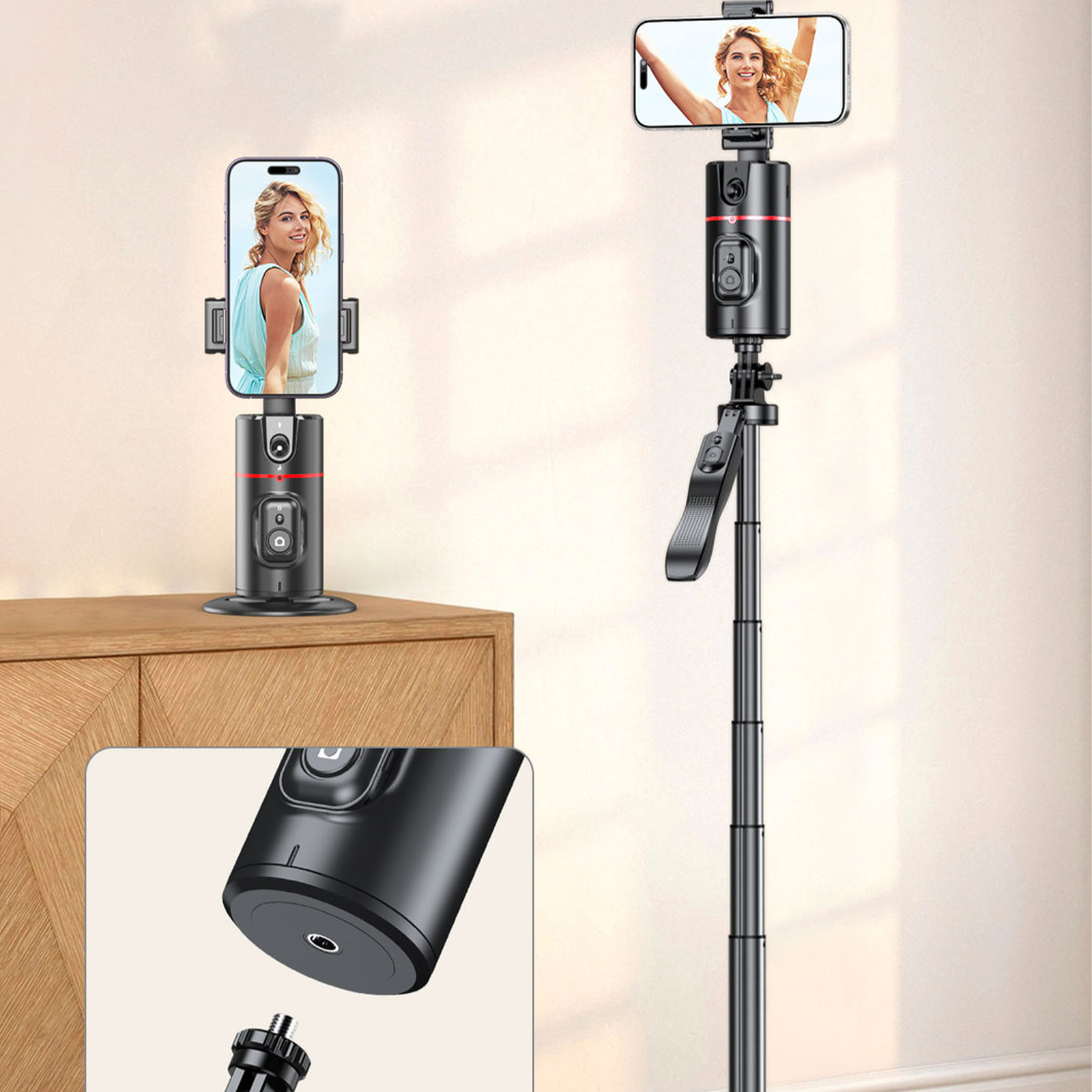 Auto Tracking Phone Holder 360 Degree Rotation AI Face Recognition Phone Stand Stabilizer Face Body Phone Shooting Mount For Live Vlogging Streaming Video. 