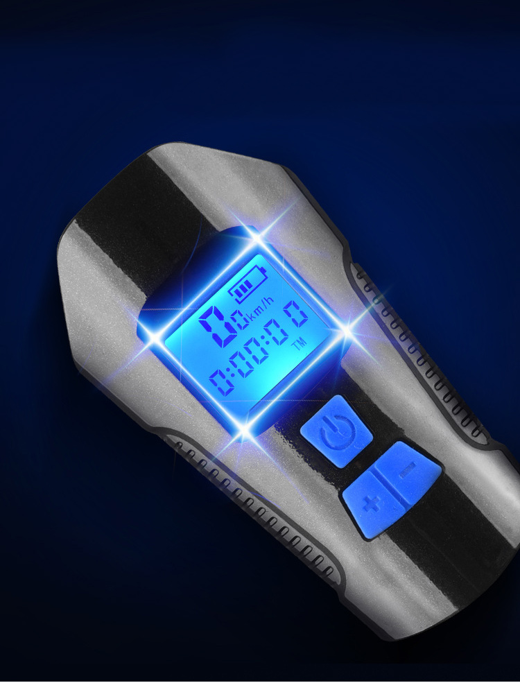 Waterproof Bicycle Light USB Charging Bike Front Light Flashlight Handlebar Cycling Head Light w/ Horn Speed Meter LCD Screen. 