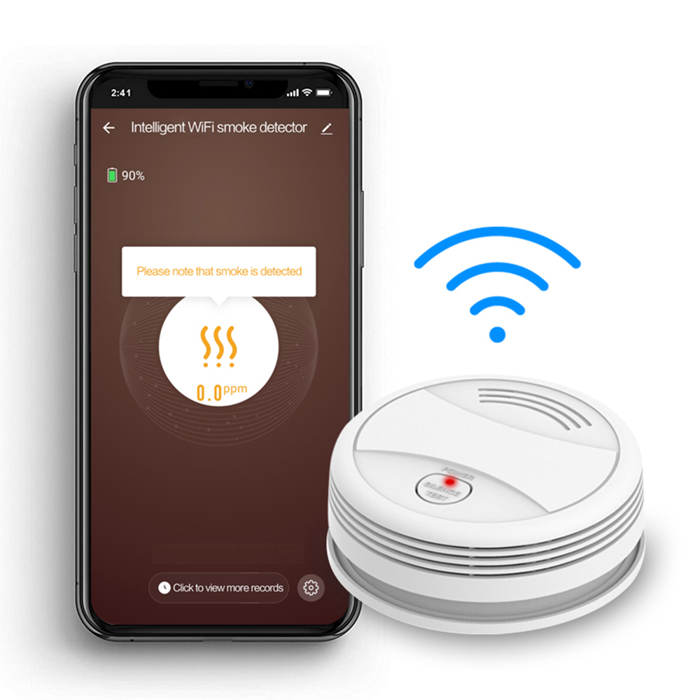 Wifi Smart Smoke Detector Fire Alarm Sensor Wireless Security System Smart Life Tuya APP Control. 