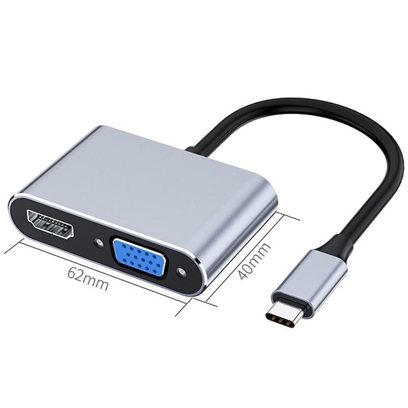 USB C to HDMI VGA Multiport Adapter 4K Type C USB-C HUB Video Projectors Converters Port Adaptor for Macbook Pro. 