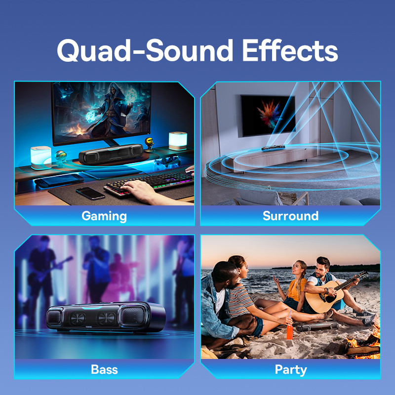 Baseus DS10 Portable Soundbar Speaker Bluetooth 5.3 4-Unit Driver Audio 3D Soundscape Surround Mini SubwooferSound Box for Lapto. 