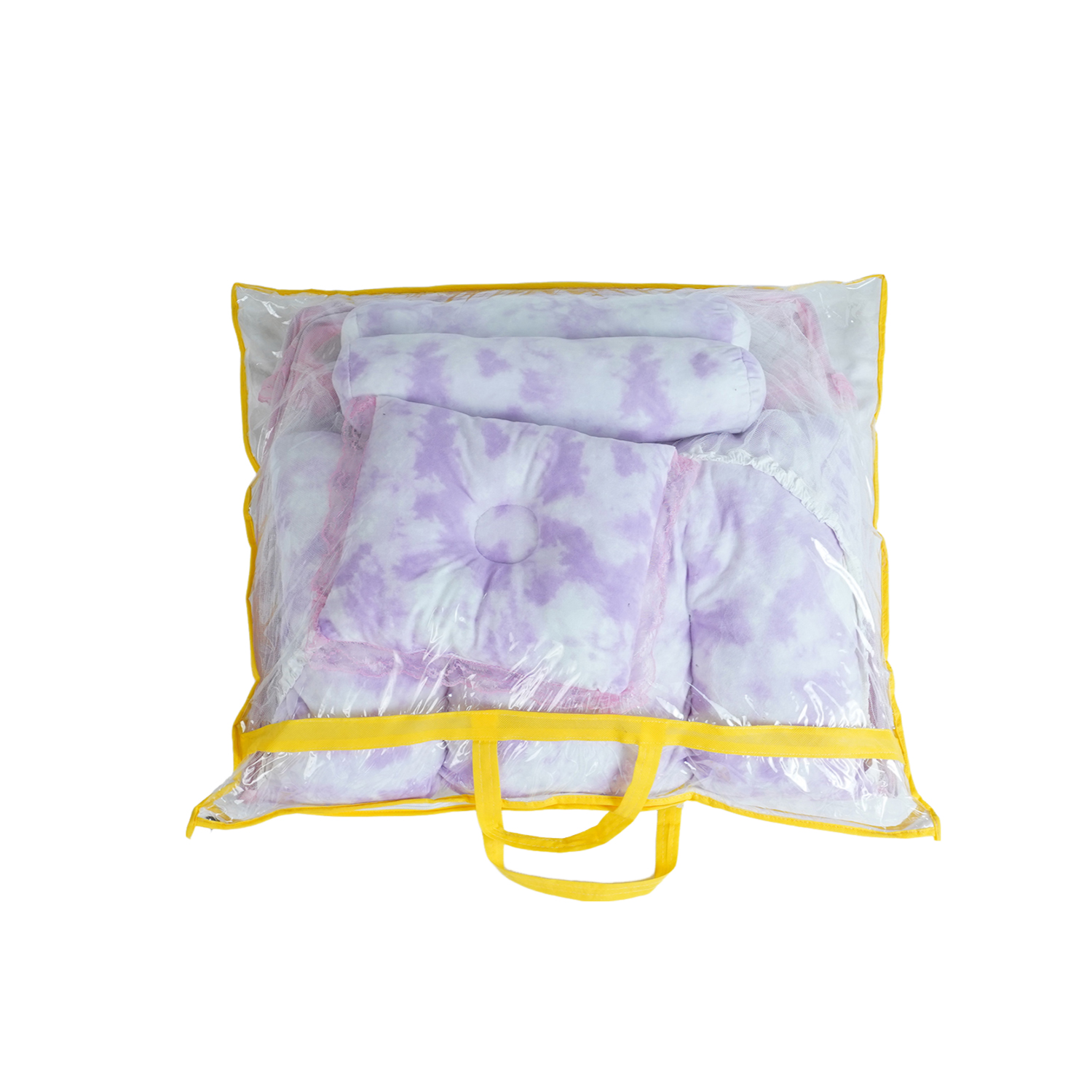 Baby Bed Velvet with Mosquito Net and Pillow -MultiPrinted( length32cm,width 23cm,height 19cm)