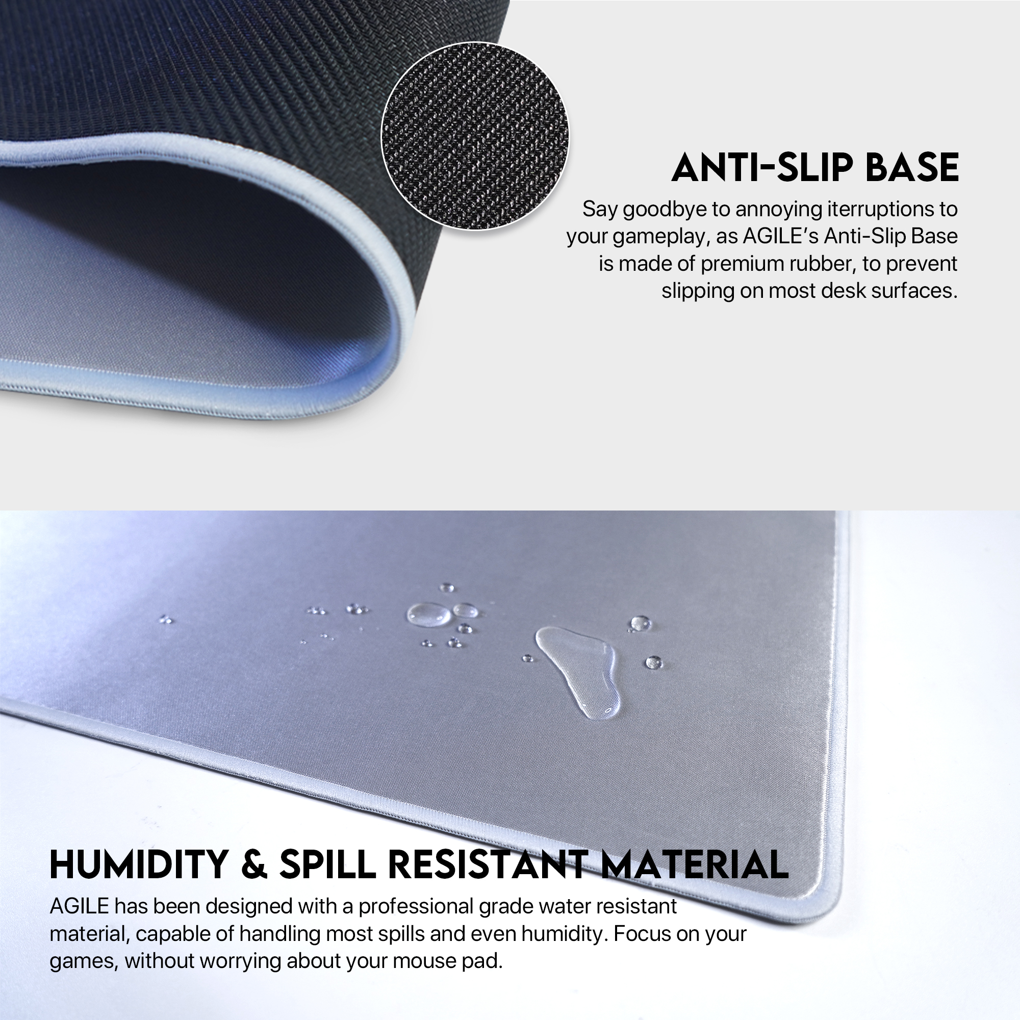 FANTECH AGILE MP453 MOUSE PAD SPEEDSILK Surface, Non-Friction Impacting Water-Resistant Coating Anti-Fray Edge Stitching Anti-slip base. 