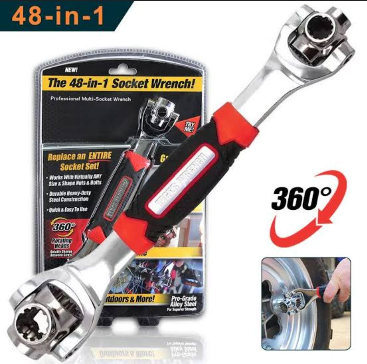 Double Head Torque Socket Wrench Spanner 360 Degree Rotation Spanner ...
