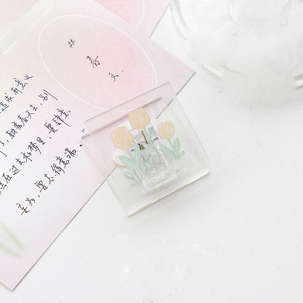 Transparent Acrylic Binder Clips Student Stationery Index Clamp School Supplies Page Holder Memo Clip Square Clip Documents Clip Securing Clip