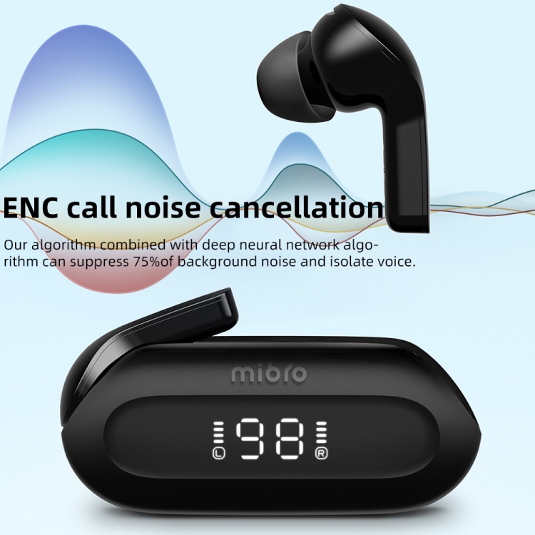 Mibro Earbuds 3 IPX4 Waterproof TWS Bluetooth 5.3 ENC Noise Reduction Earphone with Mic(Black) - B7