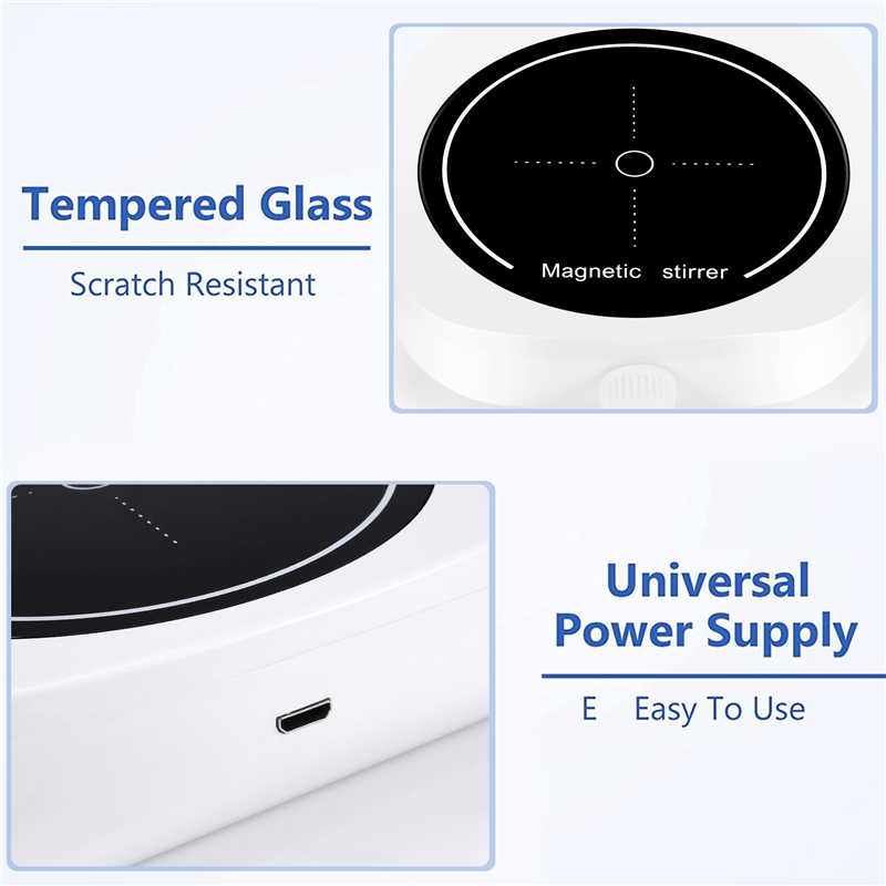 Magnetic Stirrer Mini Lab Stir Mixer Portable Stirrer Plate with Stir Bar 2L 4000RPM for Laboratory EU Plug. 