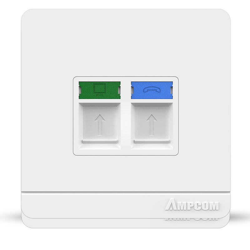 AMPCOM RJ11 RJ45 plate Wall Socket Wallplate plate 1-Port 2-Port 4-Port Networking Telephone Socket Outlet Mount Panel