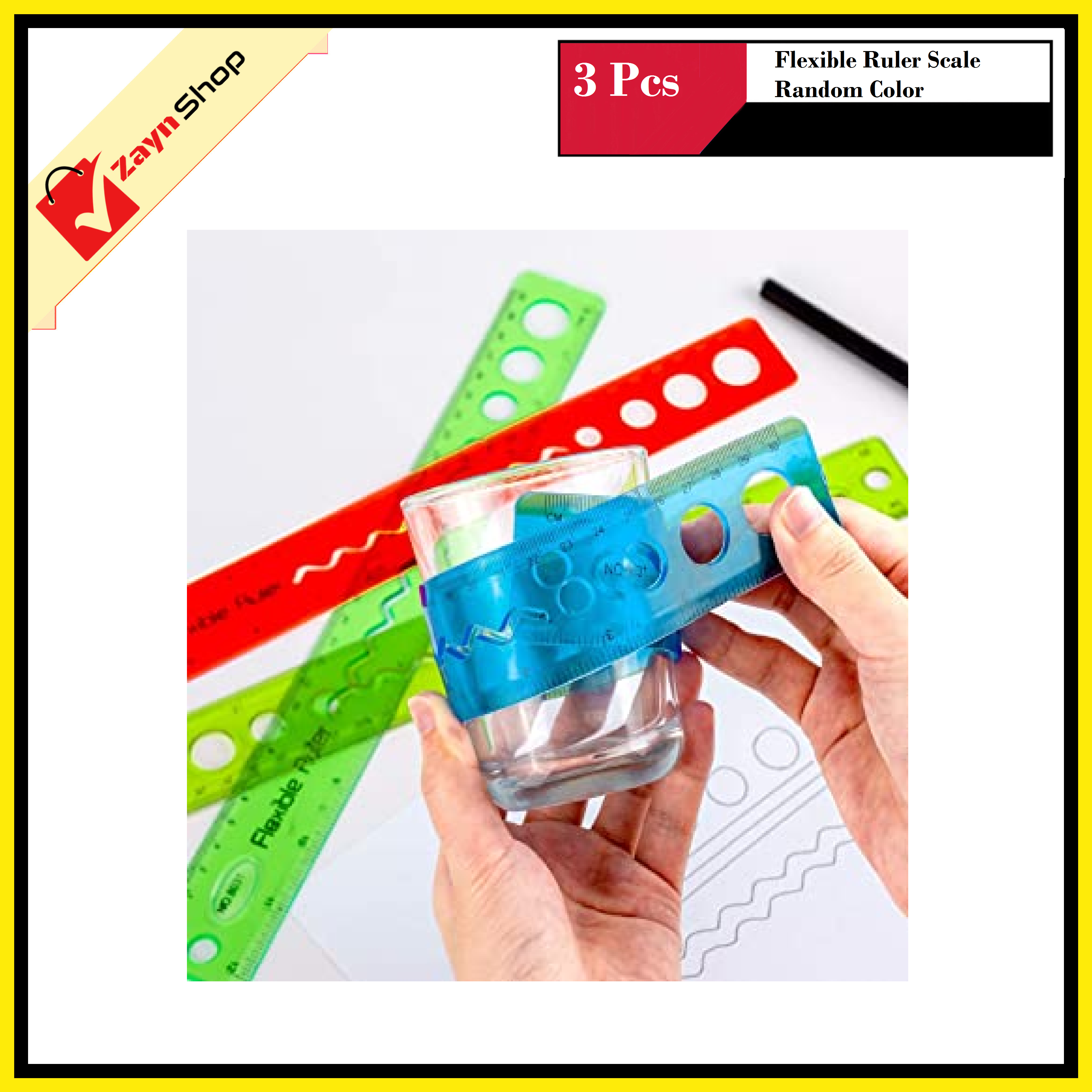 Flexible Ruler Scale Random Color  30cm / 12 inch  Pack Of 3 pcs. 
