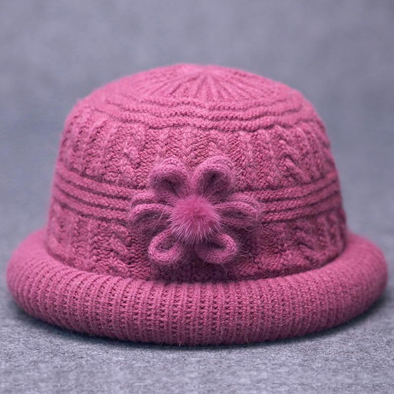 Women Bucket Hat Knitted Solid Color Fisherman Cap