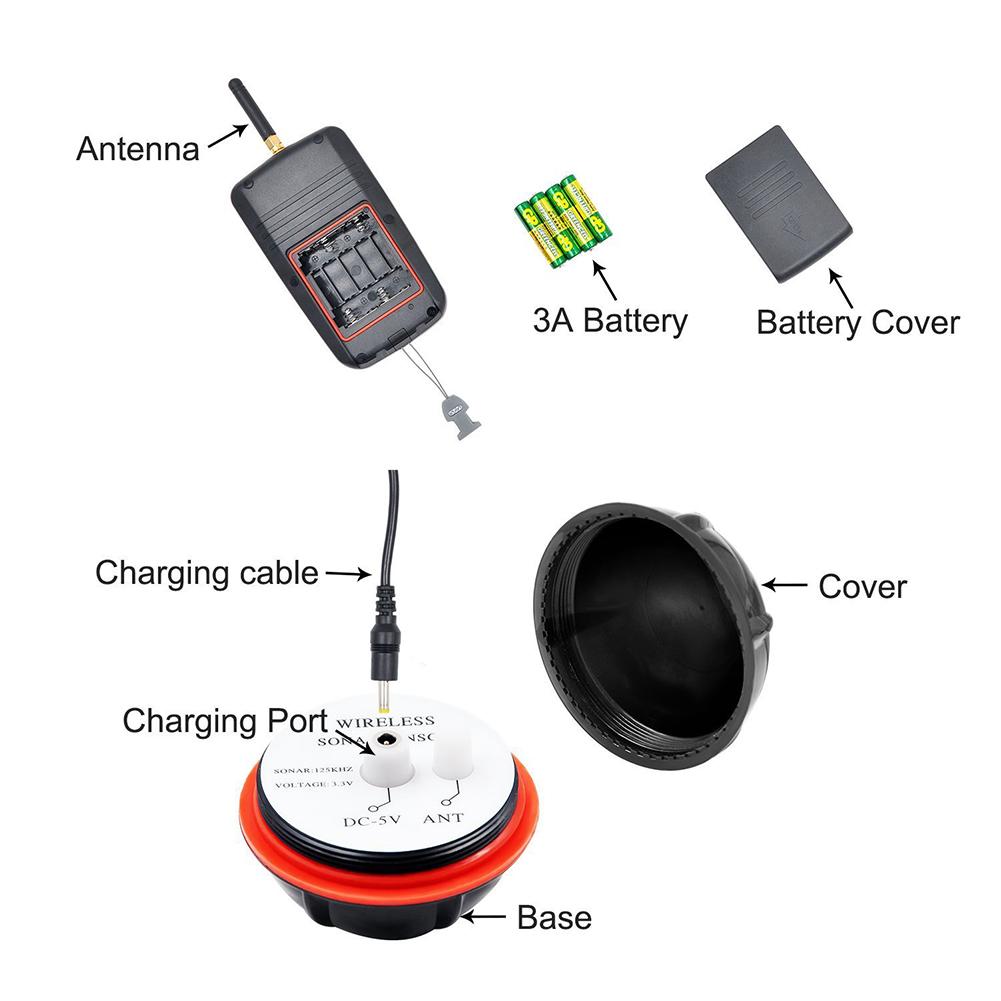 Xj-01 Wireless Color Screen Charging Dot Matrix Fish Finder. 