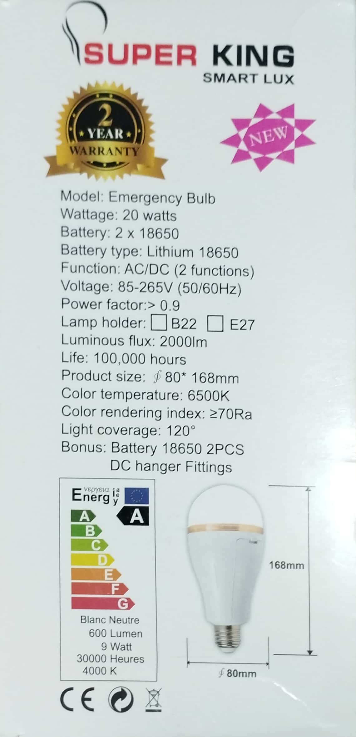 Rechargeable Light 20W Double Battery AC/DC Rechargeable LED Light Emergency Energy Saving LED Bulb Rechargeable Emergency Auto bulb 15 WATT. 